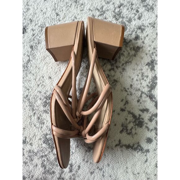 SCHUTZ Shoes - Nude Strappy Block Heel Slide Sandals
